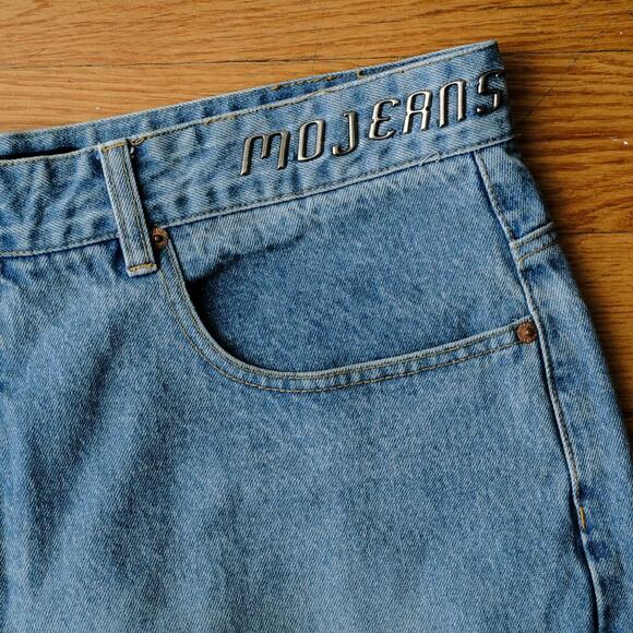 Y2K MOJEANS Baggy Carpenter Denim Shorts Light Wash Blue Size 40 Hip-Hop Skater - Picture 3 of 15